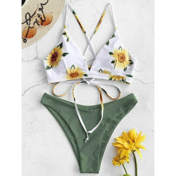 Sunflower Printed Bikini Set Sexy Swimwear Women 2025 Mujer Push Up Padded Biquini Bathers Bandage Bathing Suit Swimsuit Bikini - Image 2