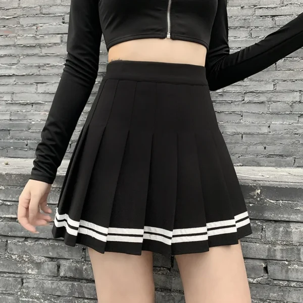 Vintage Korean Style Patchwork Skirt Harajuku JK Black Pleated Skirts Gothic Streetwear High Waist Mini Skirt Women Punk Skirt - Image 3