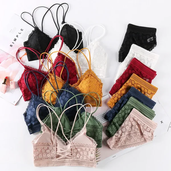 Women Lace Bras Set Backless Bralette Seamless Underwear Sexy Lace Top Lingerie Bra And Brief Sets Ultrathin Female Intimates - Image 3