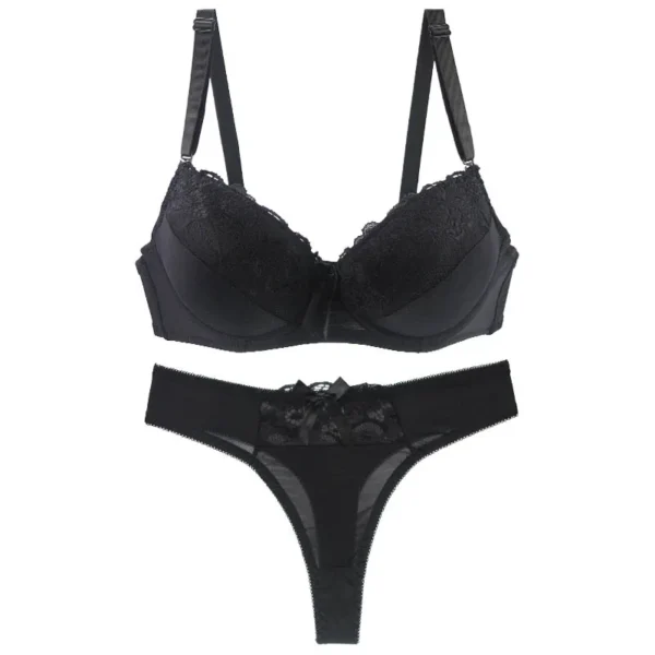 2021 New Sexy Push Up Bra Sets Padded Intimates Lace Thongs Underwear For Women BCDE Cup Plus Size Lingerie Female - Image 3