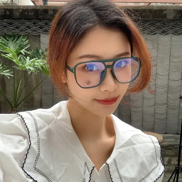SO&EI Fashion Square Double Bridges TR90 Women Glasses Frame Clear Anti-Blu-Ray Eyewear Retro Men Optical Frame Computer Goggles - Image 2