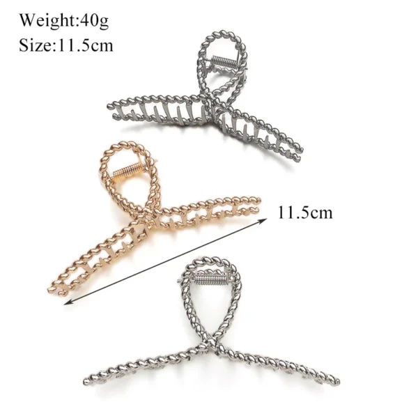 Simple Metal Hollow Out Geometric Hair Claw Ladies Elegant Hair Accessories Cross Crab Bath Clip For Women Fashion Girl Headwear - Image 2
