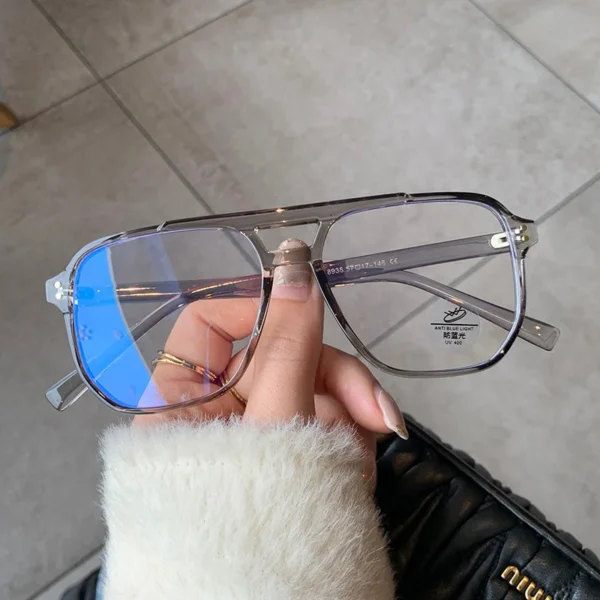 SO&EI Fashion Square Double Bridges TR90 Women Glasses Frame Clear Anti-Blu-Ray Eyewear Retro Men Optical Frame Computer Goggles - Image 5