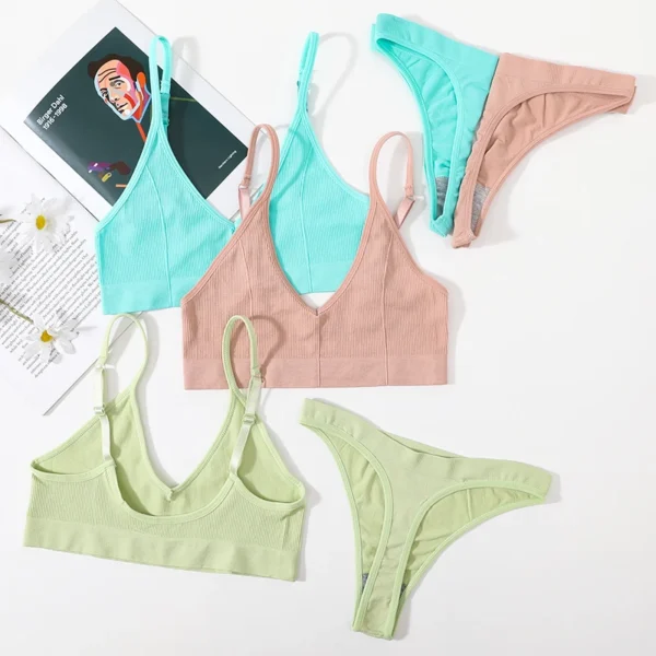 Women Seamless Bra And Panties Set Sexy Lingerie Low Rise Thongs U-Back Crop Top Bralette Comfort Sport Underwear Set - Image 5