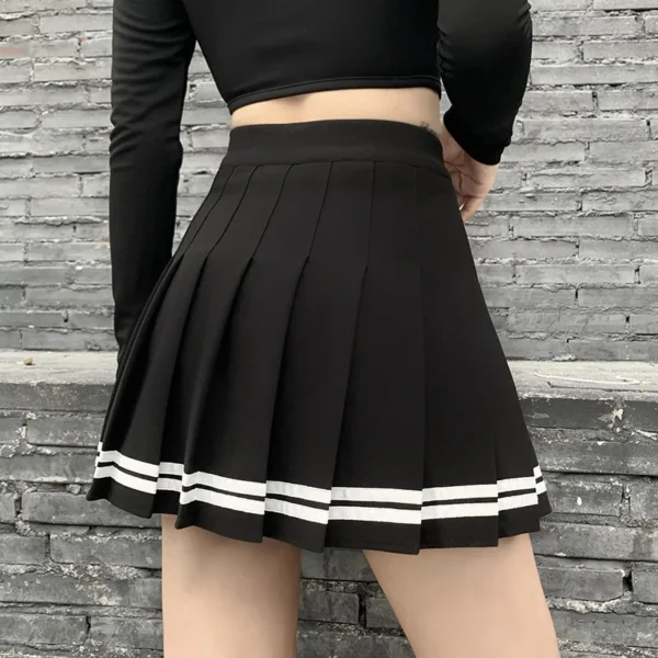 Vintage Korean Style Patchwork Skirt Harajuku JK Black Pleated Skirts Gothic Streetwear High Waist Mini Skirt Women Punk Skirt - Image 2