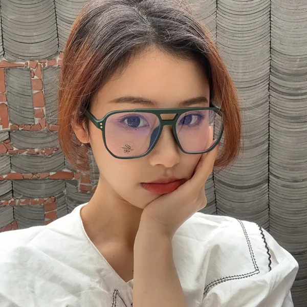 SO&EI Fashion Square Double Bridges TR90 Women Glasses Frame Clear Anti-Blu-Ray Eyewear Retro Men Optical Frame Computer Goggles - Image 3