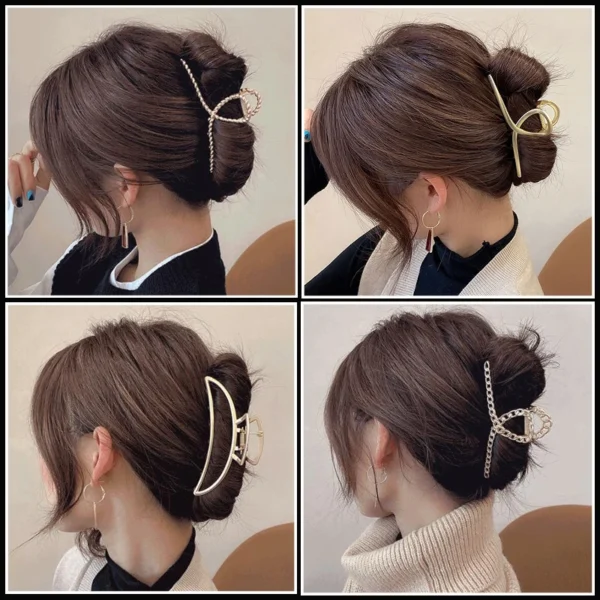 Simple Metal Hollow Out Geometric Hair Claw Ladies Elegant Hair Accessories Cross Crab Bath Clip For Women Fashion Girl Headwear - Image 3