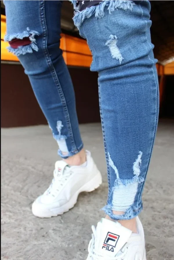 New Men's Jeans Slim Pants Holes Denim Casual Trousers Trend Skinny Jeans for Men Fashion Pencil Pants Men Clothing - Image 6