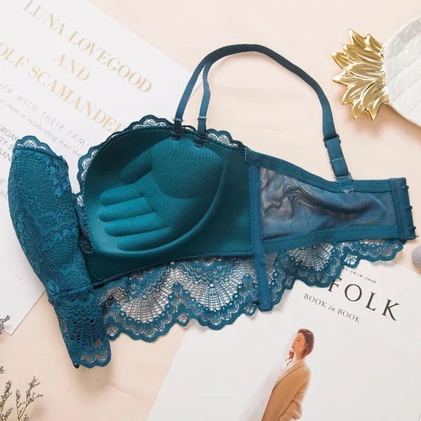 Comfortable Gathering Sexy Underwear Suit push up bra Ring-free lace edge massage palm cup bra+set lingerie femme 75C 80C 85C - Image 3