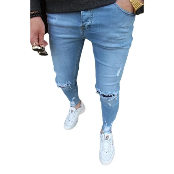 New Men's Jeans Slim Pants Holes Denim Casual Trousers Trend Skinny Jeans for Men Fashion Pencil Pants Men Clothing - Image 5