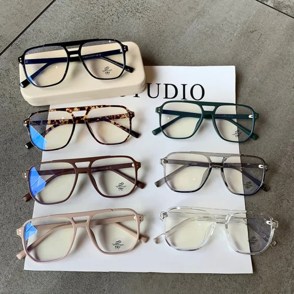 SO&EI Fashion Square Double Bridges TR90 Women Glasses Frame Clear Anti-Blu-Ray Eyewear Retro Men Optical Frame Computer Goggles - Image 4