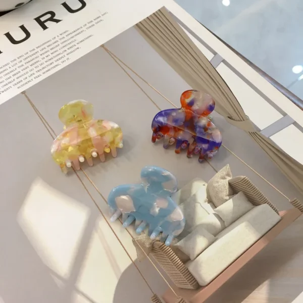 2024 Autumn New Fashion Girls Little Hair Clip Accessories Colourful Acetate Sheet Geometric For Women Sweet Hairpins Headdress - Image 2