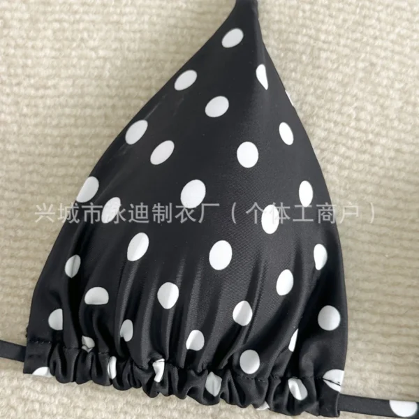 Ladies' Swimwear Set Spring Summer Black White Polka Dot Print Triangle Bagty Bikini  Beach Vacation Strap Design - Image 2