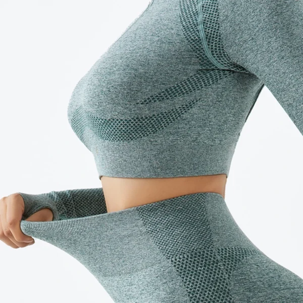 Yoga Clothing Set Women's High Waisted Leggings Top Two Piece Seamless Solid Color Fitness Exercise Clothing Fitness Wear - Image 2