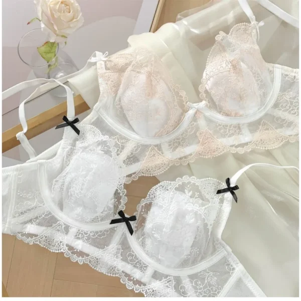 MOYISU French Maid Lace Lingerie Panty & Set Women Wirefree Minimizer Support Spring Ultra Thin Bra for Full Chest Bunny Ears - Image 5