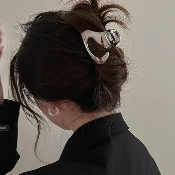 New Punk Geometric Metal Gold Silver Simple Hair Clip Claw for Women Trendy Large Crab Catches Clamp Korea Headwear Accessories - Image 5