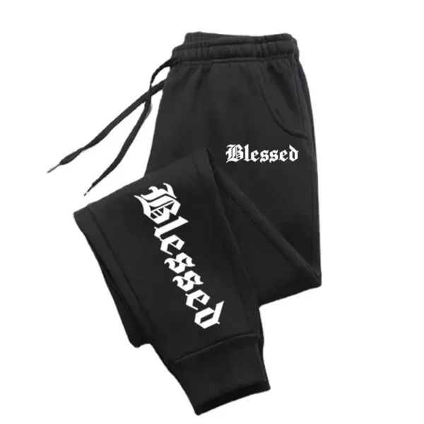 Letter of Blessing printed men's and women's activewear leggings Sportswear men's drawstring Y2K pants Jogging sweatpants - Image 2