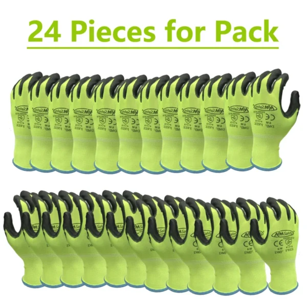 NMSafety Mechanic Work Glove With PU Rubber Palm Coated,General Purpose Gloves,12 Pairs, EN388 4131X
