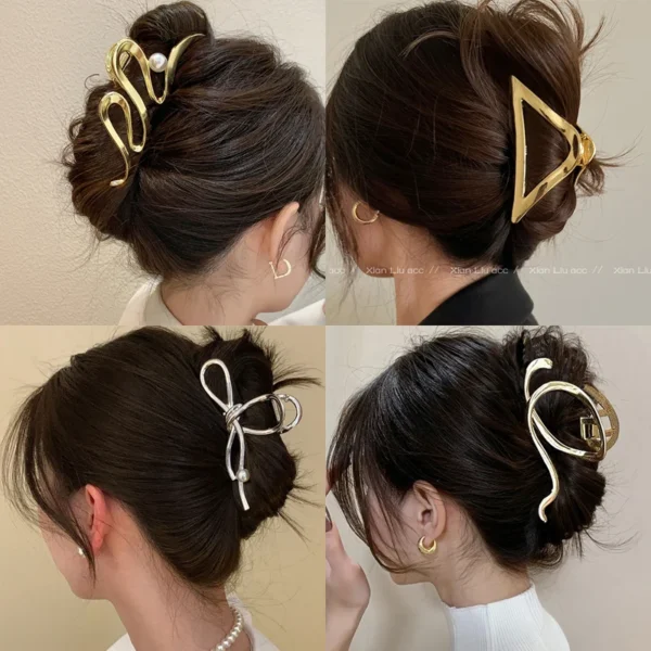Metal Geometric Hair Claw Crab Hairpins Fashion Cross Hair Clips Barrettes Women Girls Korean Ponytail Clip Hair Accessories - Image 4