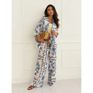 Plus Size New Women's Long sleeve Coat & Long Pants Sets Ladies Casual Set Fashion Elegant Print Party Woman 2 Piece Set Outfit