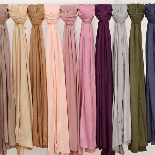 Modal Cotton Jersey Hijab Scarf Long Muslim Shawl Plain Soft Turban Tie Head Wraps For Women Africa Headband 170x60cm - Image 3