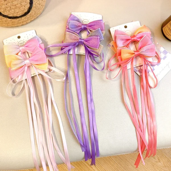 New Chinese Style Gradient Bow Tassel Hairpins Children Sweet Girls Lovely Hair Clips Women Barrettes Hairgrips Hair Accessories - Image 2