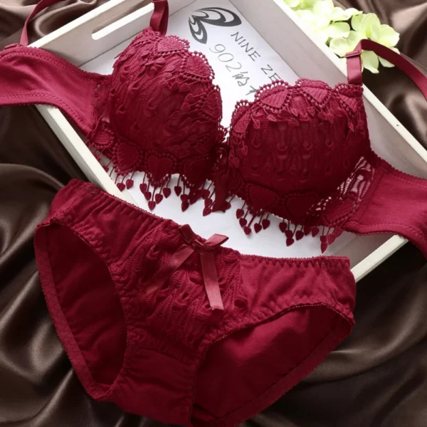 Women Lace Bra Sets Flower Printed Underwear Suit Sexy Lady Ultra-Thin Lingerie Comfortable Push Up Brassiere Outfit - Image 2