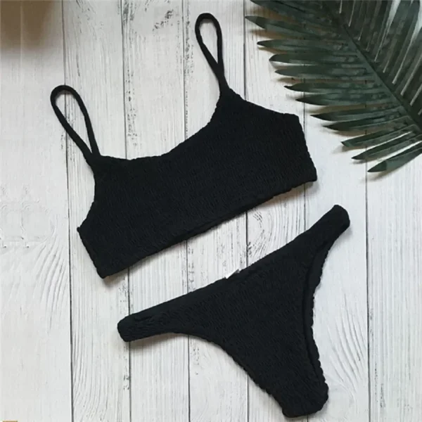 Bikini For Women Fold Push-Up Knitting Bra Bandage Bikini Set For Women Summer Holiday Beach Bathing Suits - Image 4