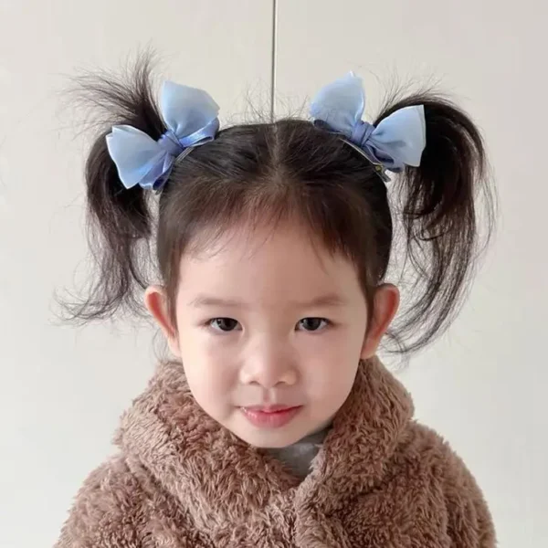 2PCS New Fashion Fresh Yarn Three-dimensional Cute Bow Hair Clips Girls Hairpins Hair Accessories Barrettes Kid Headdress - Image 3