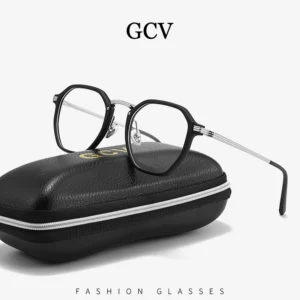 GCV Brand Men's And Women's Universal Square Minimalist Design Fashionable New Acrylic Metal Glasses Frame Anti Blue Glasses