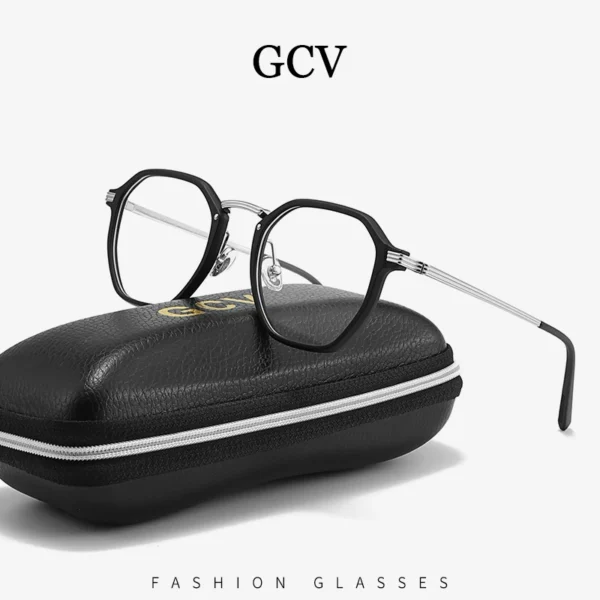 GCV Brand Men's And Women's Universal Square Minimalist Design Fashionable New Acrylic Metal Glasses Frame Anti Blue Glasses