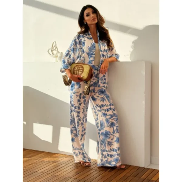 Plus Size New Women's Long sleeve Coat & Long Pants Sets Ladies Casual Set Fashion Elegant Print Party Woman 2 Piece Set Outfit - Image 3
