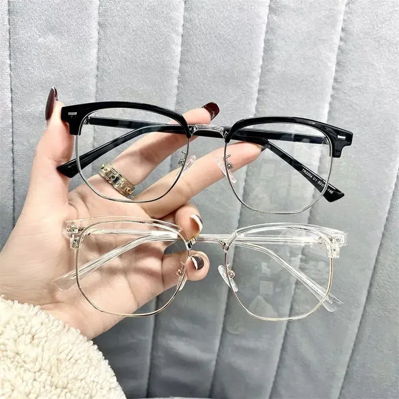 Metal Round Face Near Sight Glasses Male Anti-blue Light Myopia Eyeglasses Half Frame Optical Business Short Sight Eyewear - Image 4