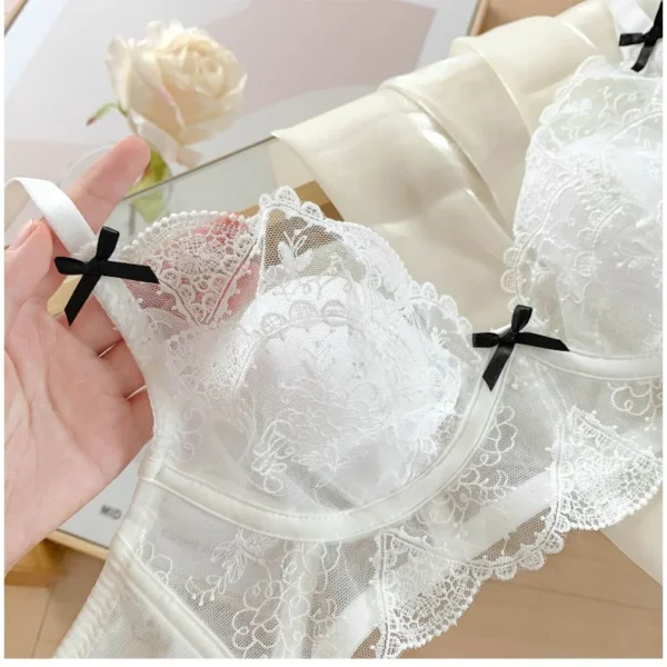 MOYISU French Maid Lace Lingerie Panty & Set Women Wirefree Minimizer Support Spring Ultra Thin Bra for Full Chest Bunny Ears - Image 4