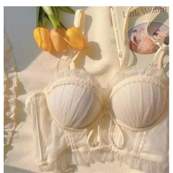 French Lace Lingerie Sexy Set Women Comfort Bralette Minimizer Push Up Support Wirefree Bra for Petite Big Breasts Anti Sagging - Image 5