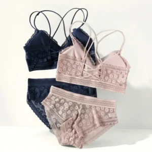 Women Lace Bras Set Backless Bralette Seamless Underwear Sexy Lace Top Lingerie Bra And Brief Sets Ultrathin Female Intimates