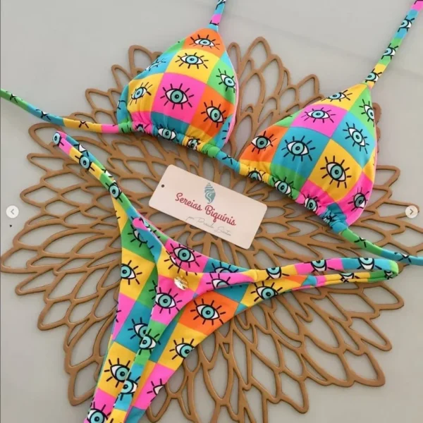 Print Bikini Sets Halter Lace-up Tops Thongs Beach Style Bathing Suit Y2k Swimsuits Women Beachwear Купальник Женский 2025 - Image 5