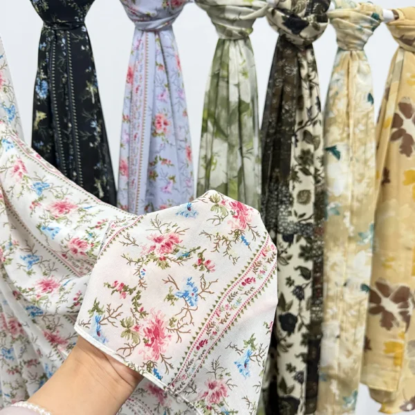 New Print Floral Chiffon Hiajb Scarf Printed Hijabs Headscarf Veil Oil Painting Style Hijabs for Women Turban Islamic Gifts - Image 3