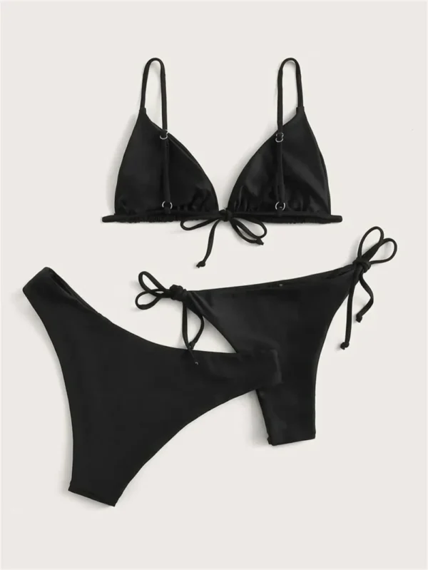 Black Bikini Extreme Swimsuit Triangle  String Swimwear 3Piece Bikinis Set Women Bathing Suit Beach Tangas Biquinis Feminino - Image 2
