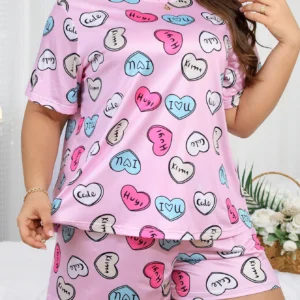 Plus size women's pajamas Plus size short sleeved shorts Loose fitting pajamas Short sleeved short skirt set Home clothing