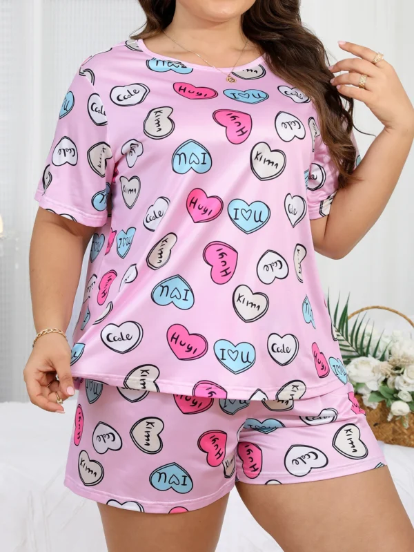 Plus size women's pajamas Plus size short sleeved shorts Loose fitting pajamas Short sleeved short skirt set Home clothing