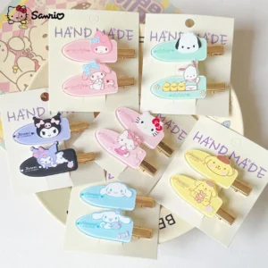 Sanrio side clips, Cinnamoroll, Kuromi, Hello Kitty and Pompompurin transparent hairpins -cute kawaii cartoon character hairpins