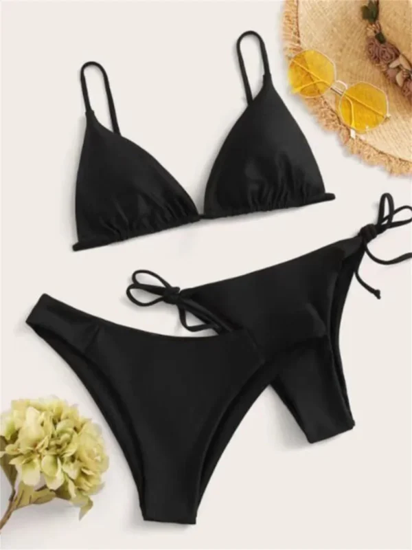 Black Bikini Extreme Swimsuit Triangle  String Swimwear 3Piece Bikinis Set Women Bathing Suit Beach Tangas Biquinis Feminino - Image 4