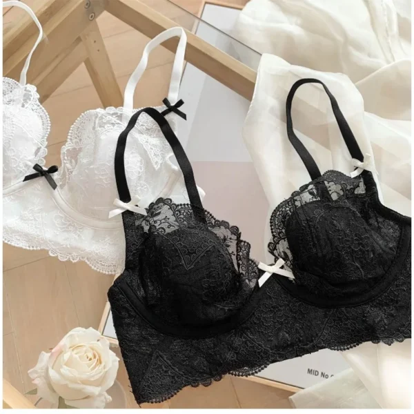 MOYISU French Maid Lace Lingerie Panty & Set Women Wirefree Minimizer Support Spring Ultra Thin Bra for Full Chest Bunny Ears - Image 3