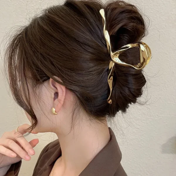 Metal Geometric Hair Claw Crab Hairpins Fashion Cross Hair Clips Barrettes Women Girls Korean Ponytail Clip Hair Accessories - Image 2