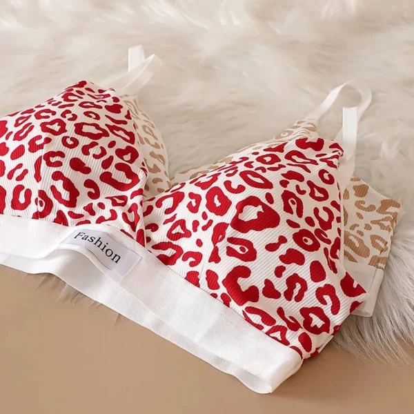 1/4set Women'S Seamless Bra Set, Low Waist Underwear, Leopard Print Sexy Lingerie Set, Collar Sports Bra, Women'S Cotton Lingeri - Image 6