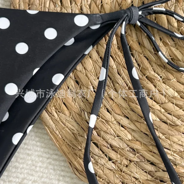 Ladies' Swimwear Set Spring Summer Black White Polka Dot Print Triangle Bagty Bikini  Beach Vacation Strap Design - Image 4
