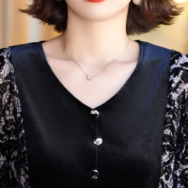 Golden Velvet Set Women's Plus Size Elegant Round Neck Women's Sports Shirt Casual Fashion 2-piece Set Autumn New Sports Set - Image 4