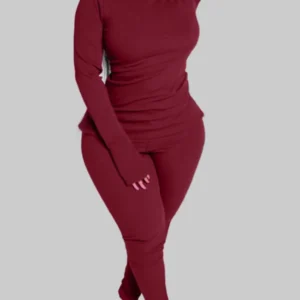 LW Plus Size women clothing tracksuit sets long sleeve Turtleneck Slit Skinny Pants Set Spring casual Two pieces sets for women