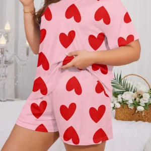 Plus size short sleeved shorts pajamas for women Plus size home wear short sleeved shorts set
